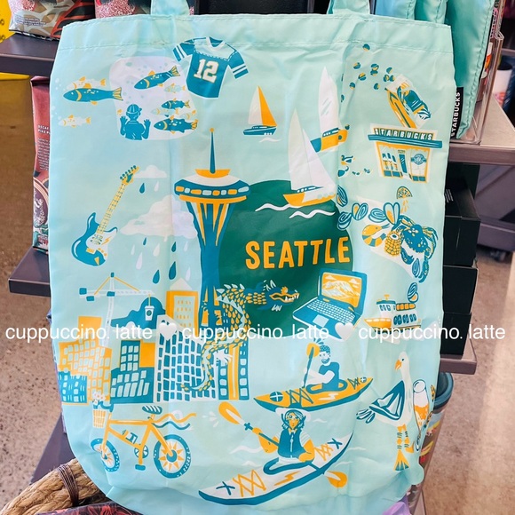 💚NWT✨Starbucks 2024 ‘Seattle’ Discovery Series Graphic Reusable Travel Tote Bag - Picture 3 of 3